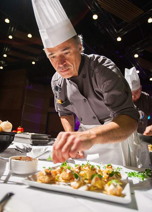 Executive Sous Chef Oliver Fortat prepares a dish with MSC certified pickerel © Manitoba Liquor &amp;amp; Lotteries